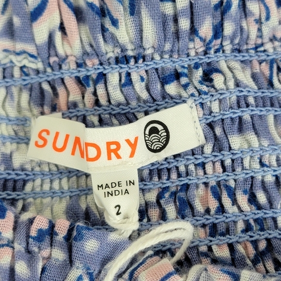 Sundry Chambray Wild Floral Ruffled Flounce Romantic Mini Skirt  Sz  M (2) NEW - Picture 9 of 16